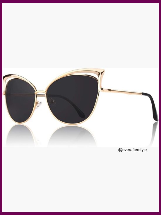 Metal Frame Polarized Oversized Cat Eye Sunglasses UV400 Protection